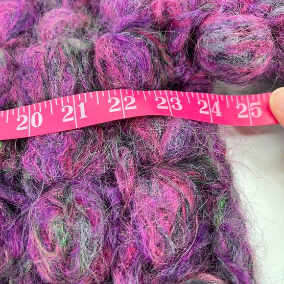 Handmade Mohair 3D Knit Bubble Open Cardigan Sweater Purple Chunky Long Pocket - Picture 12 of 13